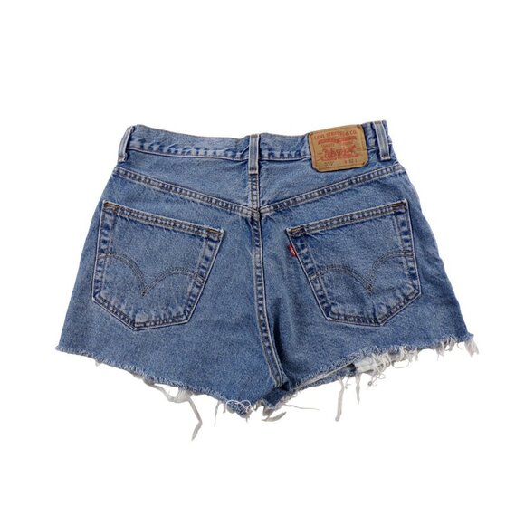 Levi's 550 Shorts Blue Relaxed Fit Distressed Cut-Off Denim size 14/32w #214 - Picture 4 of 6